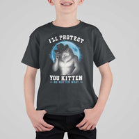 Funny I'll Protect You Kitten No Matter What T Shirt For Kid Alpha Wolf Oddly Specific Meme - Wonder Print Shop