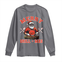 Funny Christmas Grilling Santa Long Sleeve Shirt Merry Grill-Mas BBQ