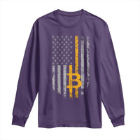 Funny Bitcoin BTC Crypto Cryptocurrency Trader American Flag Long Sleeve Shirt