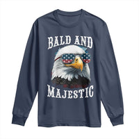 Funny Eagle Bald And Majestic Long Sleeve Shirt American Flag Sunglasses Eagle