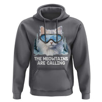 Funny Skiing Snowboarding Cat Hoodie The Meowtains Are Calling Ski Goggles