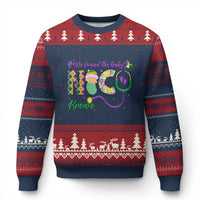 Funny NICU Mardi Gras Ugly Christmas Sweater We Found The Baby NICU Krewe King Cake