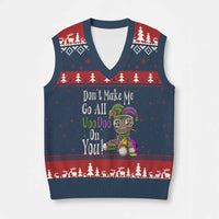 Funny Don't Make Me Go All Voodoo On You V-Neck Knit Sweater Vest Creepy Mardi Gras