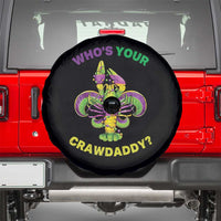 Funny Who's Your Crawdaddy Spare Tire Cover Vintage Crawfish Beads Fleur De Lis Mardi Gras