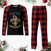 Funny Who's Your Crawdaddy Plaid Pajama Set Vintage Crawfish Beads Fleur De Lis Mardi Gras