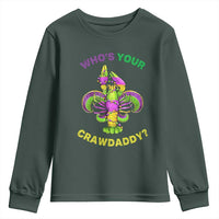 Funny Who's Your Crawdaddy Youth Sweatshirt Vintage Crawfish Beads Fleur De Lis Mardi Gras