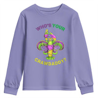 Funny Who's Your Crawdaddy Youth Sweatshirt Vintage Crawfish Beads Fleur De Lis Mardi Gras