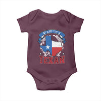 My Blood Types Is Texan Baby Onesie Proud American Texan TX Map Bluebonnet