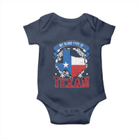 My Blood Types Is Texan Baby Onesie Proud American Texan TX Map Bluebonnet