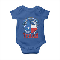 My Blood Types Is Texan Baby Onesie Proud American Texan TX Map Bluebonnet