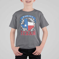 My Blood Types Is Texan T Shirt For Kid Proud American Texan TX Map Bluebonnet