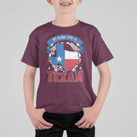 My Blood Types Is Texan T Shirt For Kid Proud American Texan TX Map Bluebonnet
