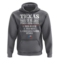 Proud American Texan Hoodie Texas Three Major Food Groups BBQ Tex Mex Chicken