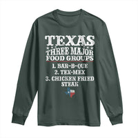 Proud American Texan Long Sleeve Shirt Texas Three Major Food Groups BBQ Tex Mex Chicken