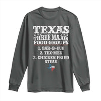 Proud American Texan Long Sleeve Shirt Texas Three Major Food Groups BBQ Tex Mex Chicken