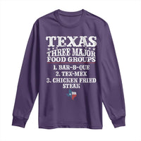 Proud American Texan Long Sleeve Shirt Texas Three Major Food Groups BBQ Tex Mex Chicken