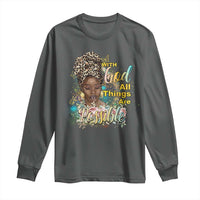 Christian African American Long Sleeve Shirt With God All Things Are Possible Black Prayer