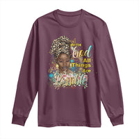 Christian African American Long Sleeve Shirt With God All Things Are Possible Black Prayer
