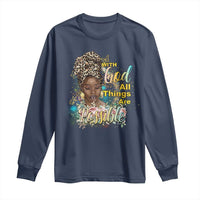 Christian African American Long Sleeve Shirt With God All Things Are Possible Black Prayer