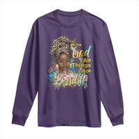 Christian African American Long Sleeve Shirt With God All Things Are Possible Black Prayer