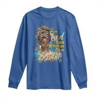 Christian African American Long Sleeve Shirt With God All Things Are Possible Black Prayer