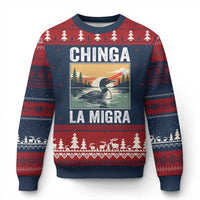Chinga La Migra Ugly Christmas Sweater Minnesota Loon Laser Ice Cube Political Protest