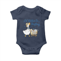Silly Goose I Would Rather Be Thrifting Baby Onesie Funny Shopping Goose