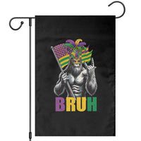 Funny Mardi Gras Bigfoot Bruh Garden Flag Sasquatch Carnival NOLA American Flag