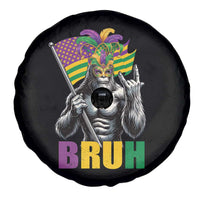 Funny Mardi Gras Bigfoot Bruh Spare Tire Cover Sasquatch Carnival NOLA American Flag