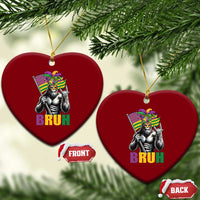 Funny Mardi Gras Bigfoot Bruh Ceramic Ornament Sasquatch Carnival NOLA American Flag