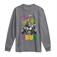 Funny Mardi Gras Bigfoot Bruh Long Sleeve Shirt Sasquatch Carnival NOLA American Flag