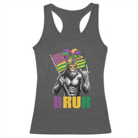 Funny Mardi Gras Bigfoot Bruh Racerback Tank Top Sasquatch Carnival NOLA American Flag