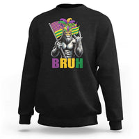Funny Mardi Gras Bigfoot Bruh Sweatshirt Sasquatch Carnival NOLA American Flag