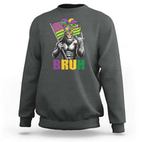 Funny Mardi Gras Bigfoot Bruh Sweatshirt Sasquatch Carnival NOLA American Flag