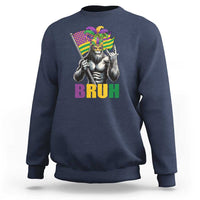Funny Mardi Gras Bigfoot Bruh Sweatshirt Sasquatch Carnival NOLA American Flag