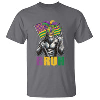 Funny Mardi Gras Bigfoot Bruh T Shirt Sasquatch Carnival NOLA American Flag