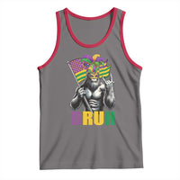 Funny Mardi Gras Bigfoot Bruh Tank Top Sasquatch Carnival NOLA American Flag