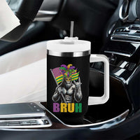 Funny Mardi Gras Bigfoot Bruh Tumbler With Handle Sasquatch Carnival NOLA American Flag