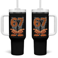 Basketball 67 Six Seven Funny Gen Alpha Meme Drip Tumbler With Handle