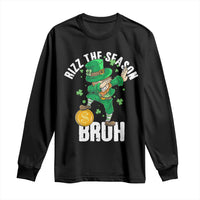 Funny St Patrick's Day Rizz The Season Bruh Long Sleeve Shirt Leprechaun Shamrock