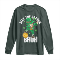 Funny St Patrick's Day Rizz The Season Bruh Long Sleeve Shirt Leprechaun Shamrock
