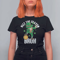 Funny St Patrick's Day Rizz The Season Bruh T Shirt For Women Leprechaun Shamrock