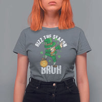 Funny St Patrick's Day Rizz The Season Bruh T Shirt For Women Leprechaun Shamrock