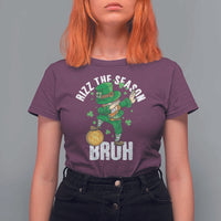Funny St Patrick's Day Rizz The Season Bruh T Shirt For Women Leprechaun Shamrock