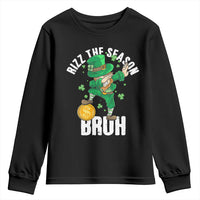 Funny St Patrick's Day Rizz The Season Bruh Youth Sweatshirt Leprechaun Shamrock