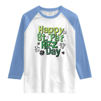 Funny Skibidi St Patrick's Day Raglan Shirt Happy St Pat Rizz Day Shamrock
