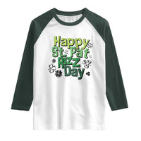 Funny Skibidi St Patrick's Day Raglan Shirt Happy St Pat Rizz Day Shamrock