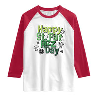 Funny Skibidi St Patrick's Day Raglan Shirt Happy St Pat Rizz Day Shamrock