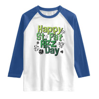 Funny Skibidi St Patrick's Day Raglan Shirt Happy St Pat Rizz Day Shamrock