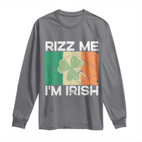 Funny St Patrick's Day Rizz Me I'm Irish Long Sleeve Shirt Shamrock Ireland Flag